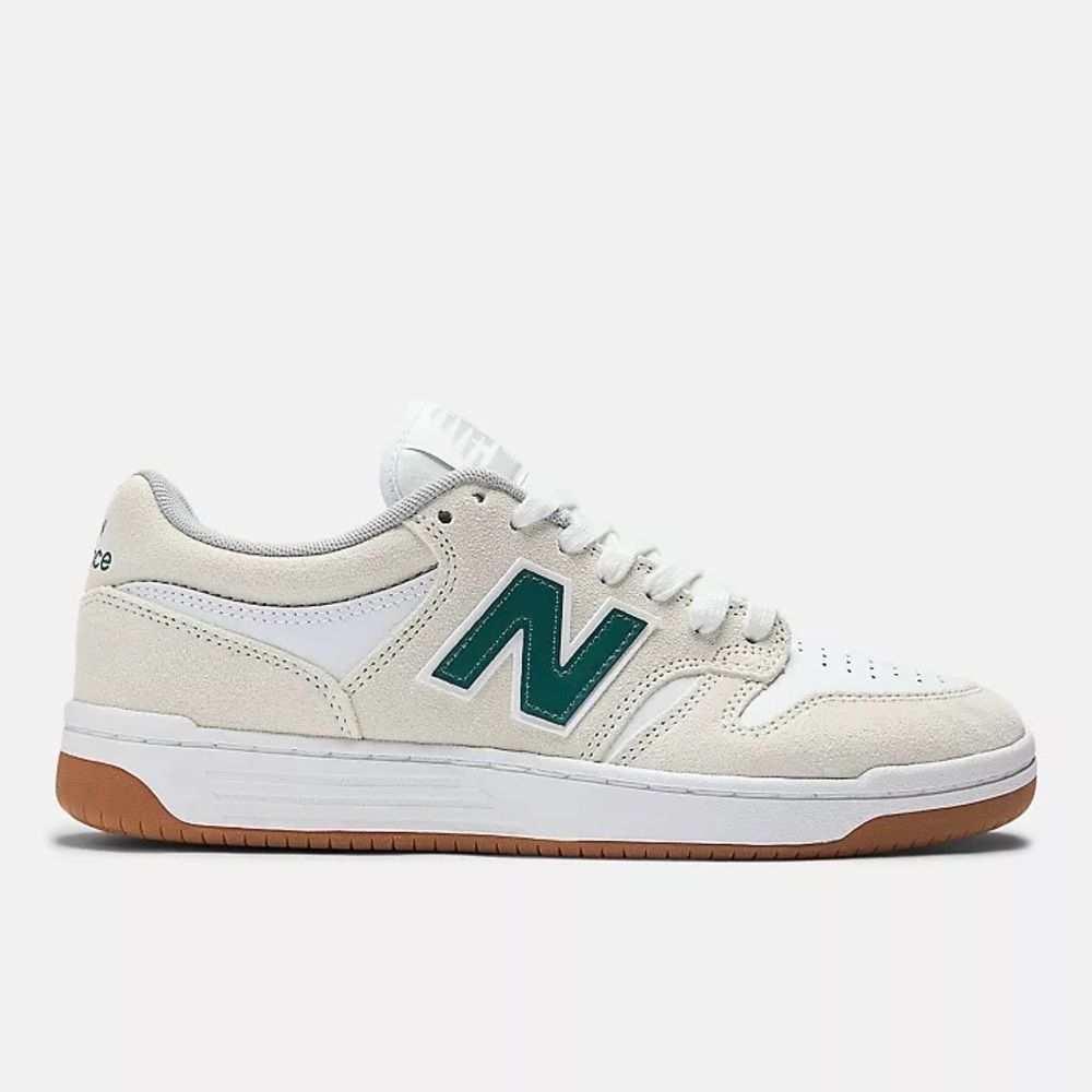 New Balance White and Green Sneakers